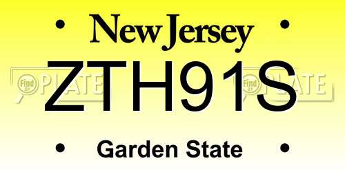 ZTH91S New Jersey License Plate