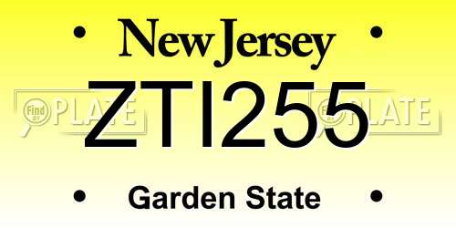 ZTI255 New Jersey License Plate