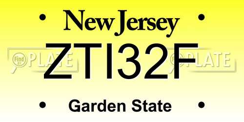 ZTI32F New Jersey License Plate