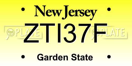 ZTI37F New Jersey License Plate