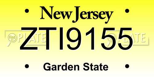 ZTI9155 New Jersey License Plate