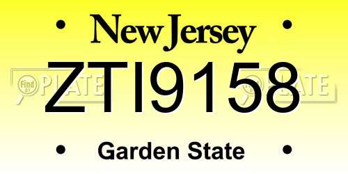 ZTI9158 New Jersey License Plate