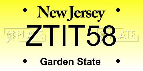ZTIT58 New Jersey License Plate