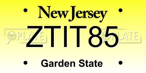 ZTIT85 New Jersey License Plate