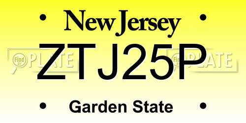 ZTJ25P New Jersey License Plate