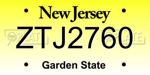 ZTJ2760 New Jersey License Plate