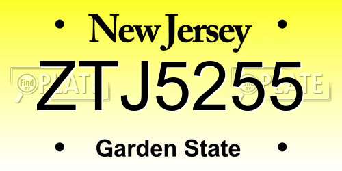 ZTJ5255 New Jersey License Plate