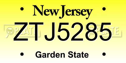 ZTJ5285 New Jersey License Plate