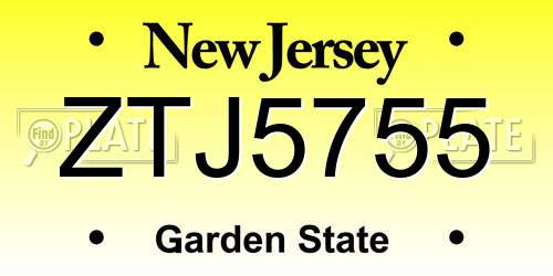 ZTJ5755 New Jersey License Plate
