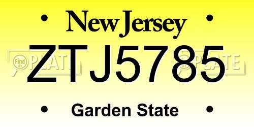 ZTJ5785 New Jersey License Plate