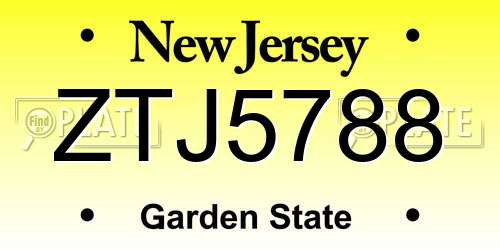 ZTJ5788 New Jersey License Plate