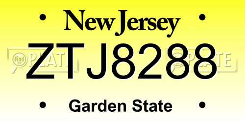 ZTJ8288 New Jersey License Plate