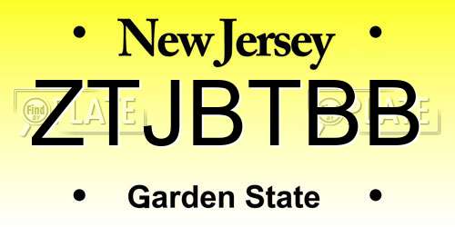 ZTJBTBB New Jersey License Plate