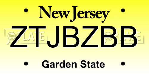 ZTJBZBB New Jersey License Plate
