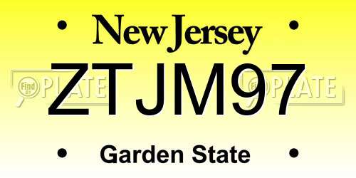 ZTJM97 New Jersey License Plate