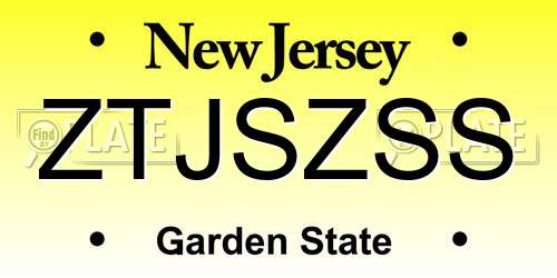 ZTJSZSS New Jersey License Plate