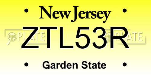 ZTL53R New Jersey License Plate