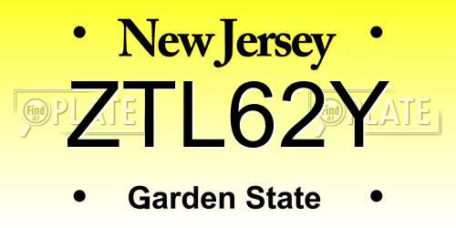 ZTL62Y New Jersey License Plate