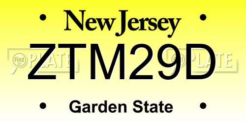 ZTM29D New Jersey License Plate