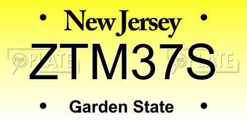ZTM37S New Jersey License Plate