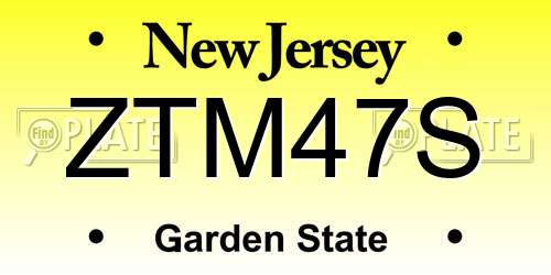 ZTM47S New Jersey License Plate