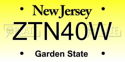 ZTN40W New Jersey License Plate