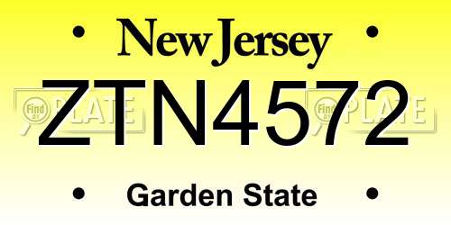 ZTN4572 New Jersey License Plate