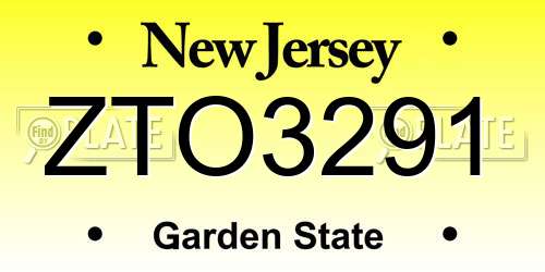 ZTO3291 New Jersey License Plate