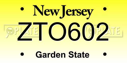 ZTO602 New Jersey License Plate