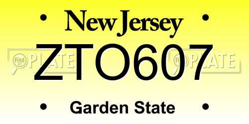 ZTO607 New Jersey License Plate
