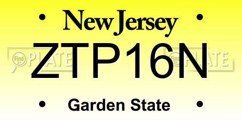 ZTP16N New Jersey License Plate