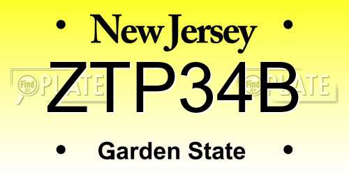 ZTP34B New Jersey License Plate