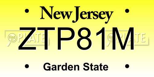 ZTP81M New Jersey License Plate