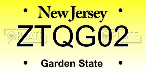 ZTQG02 New Jersey License Plate