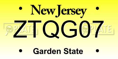 ZTQG07 New Jersey License Plate