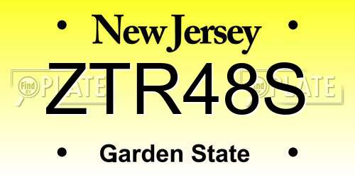 ZTR48S New Jersey License Plate