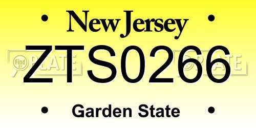 ZTS0266 New Jersey License Plate