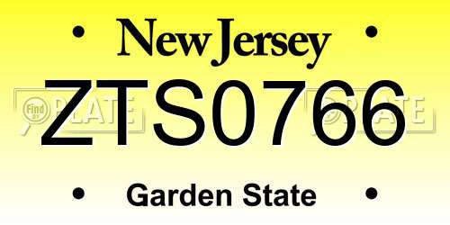 ZTS0766 New Jersey License Plate