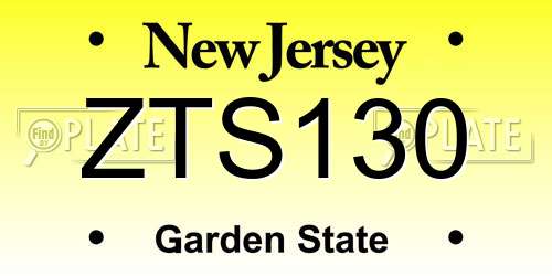 ZTS130 New Jersey License Plate