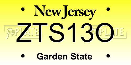 ZTS13O New Jersey License Plate