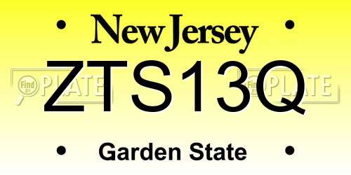 ZTS13Q New Jersey License Plate