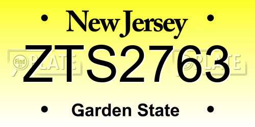 ZTS2763 New Jersey License Plate