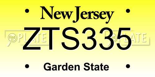 ZTS335 New Jersey License Plate