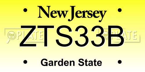 ZTS33B New Jersey License Plate