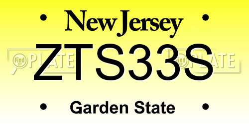 ZTS33S New Jersey License Plate