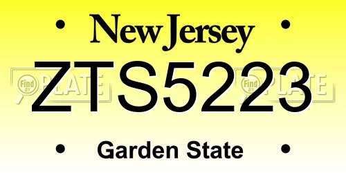 ZTS5223 New Jersey License Plate