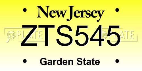 ZTS545 New Jersey License Plate