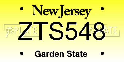 ZTS548 New Jersey License Plate