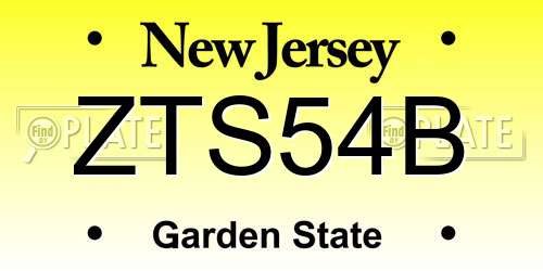 ZTS54B New Jersey License Plate