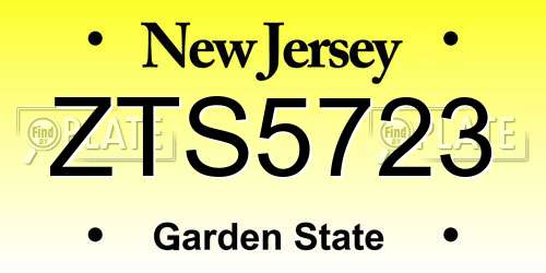 ZTS5723 New Jersey License Plate